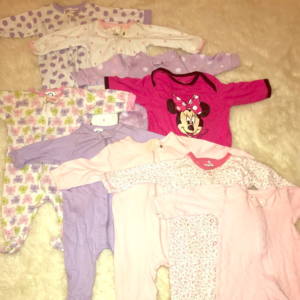 Newborn 0-3 Month Girl Pajama Sleeper Bundle